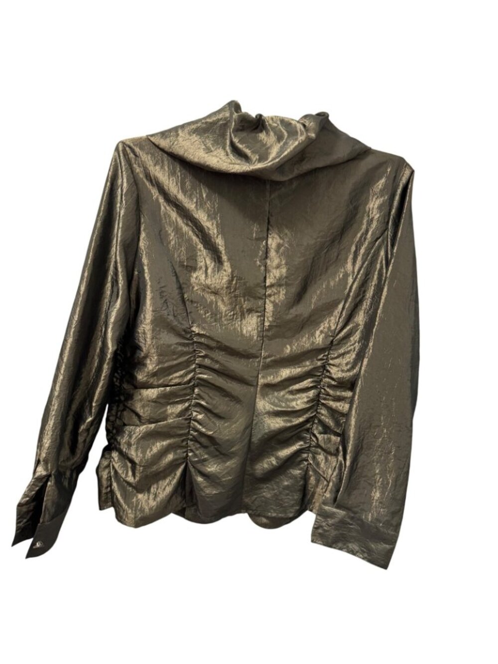 Puli Metallic  Ruched Jacket With Dramatic Collar Sz 14 lightweight NWT - Picture 11 of 11